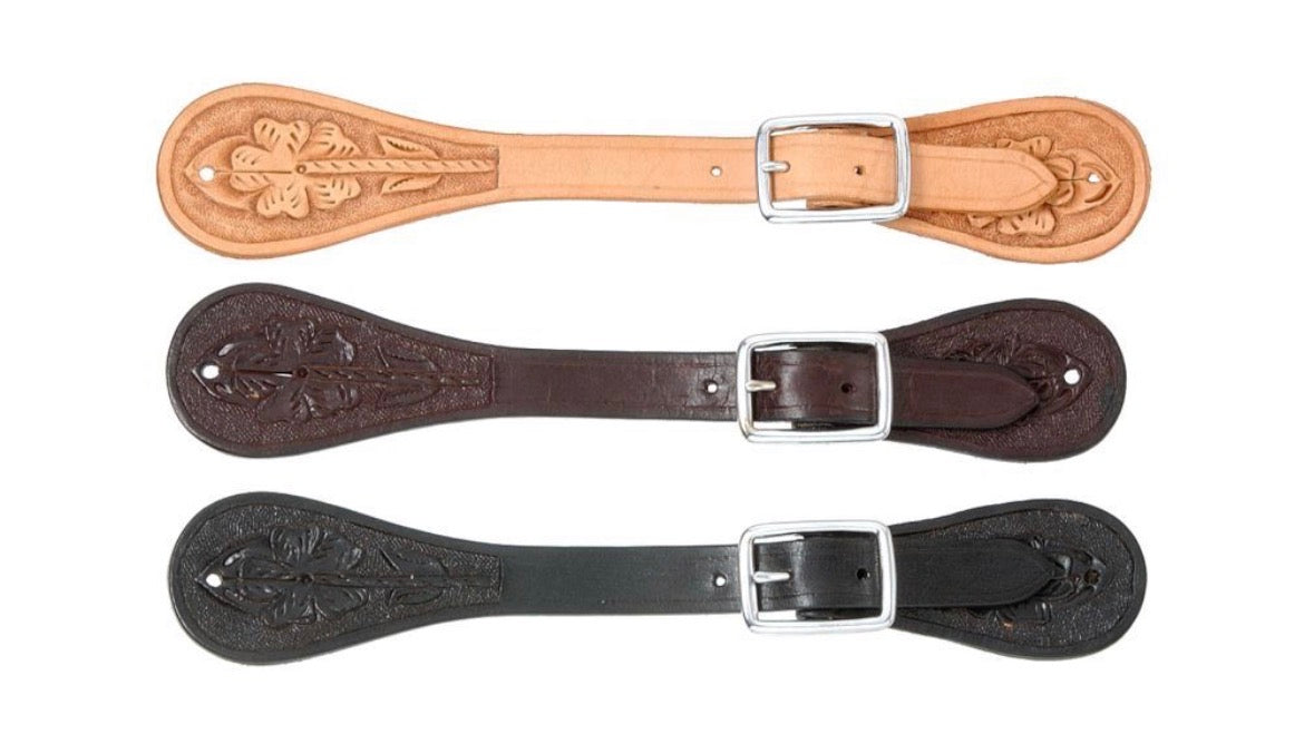 Royal king Floral Stamp Spur Straps - Dark oil