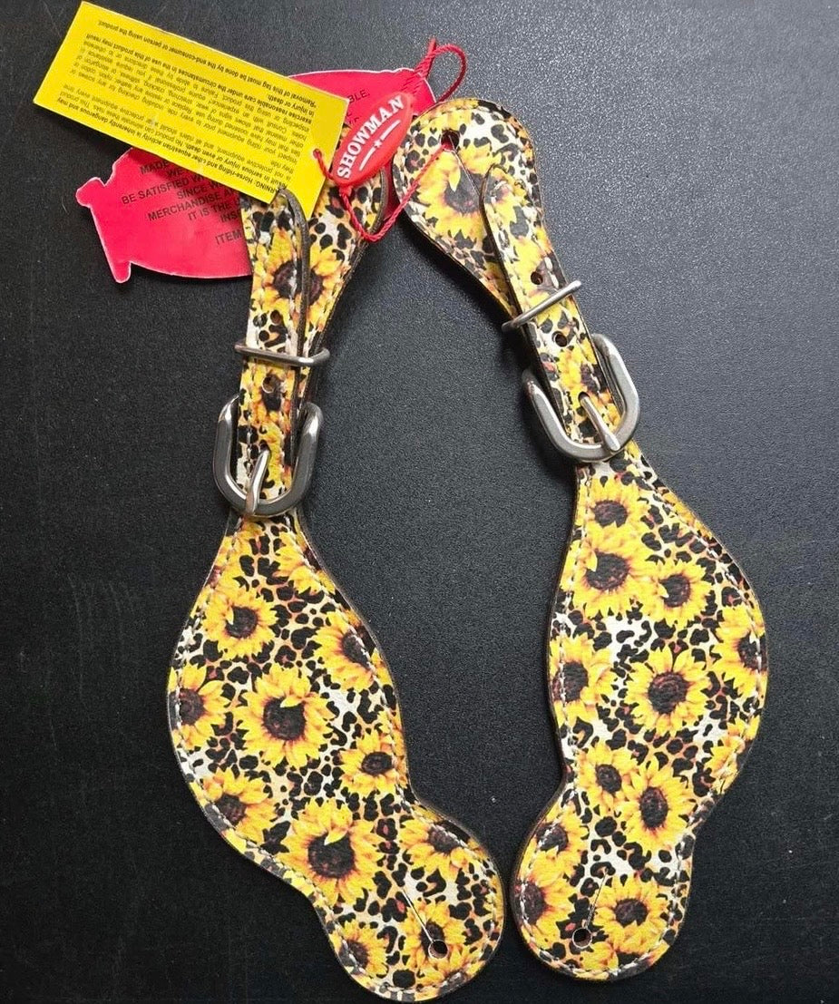 Showman Spur Straps - Sunflower/Cheetah