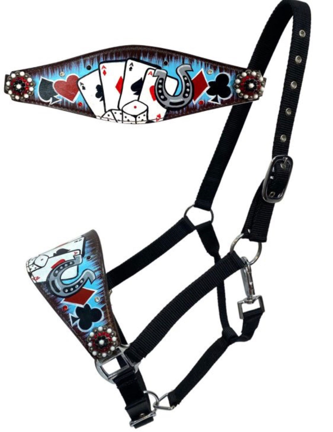Showman Electric Aces Black Nylon Bronc Nose Halter