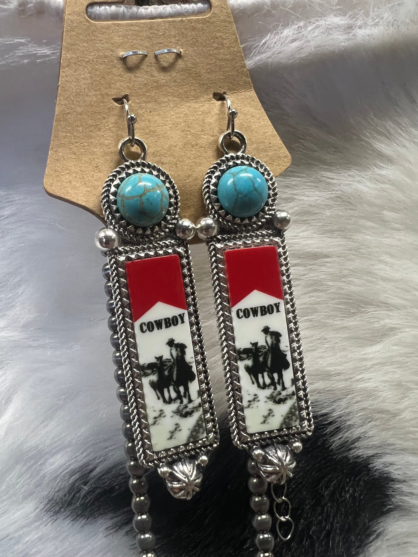 Cowboy Marlboro Necklace/Earrings Set