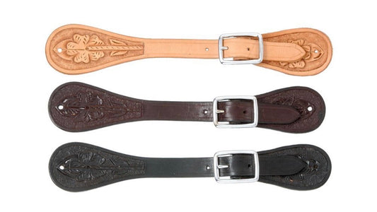 Royal king Floral Stamp Spur Straps - Dark oil