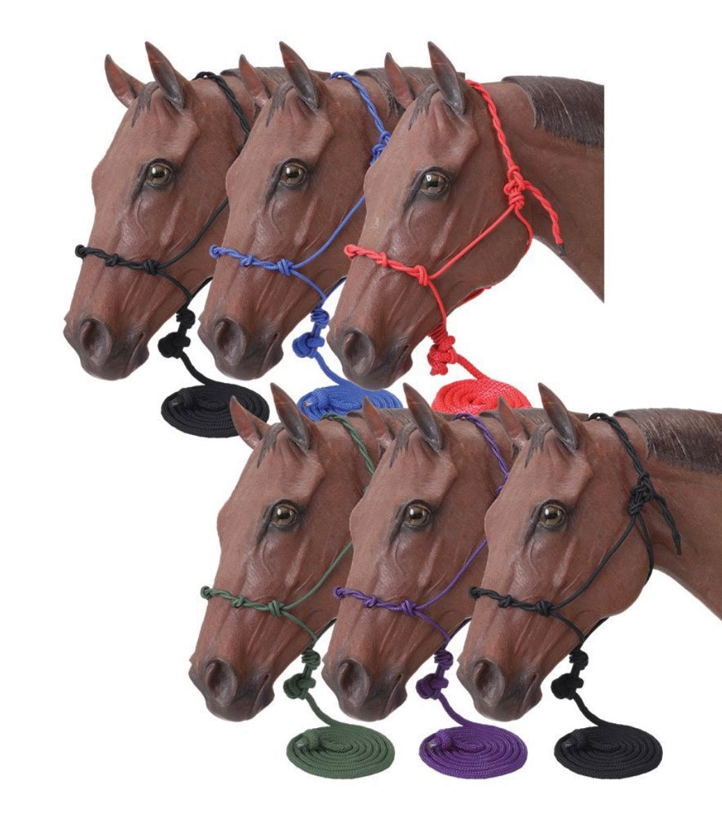 Tough1 Rope Halter W/ Knots & Lead