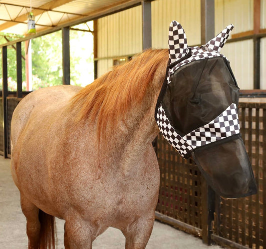 Jeffers Expression Deluxe Mesh Horse Fly Mask with Ears and Nose - Full Size