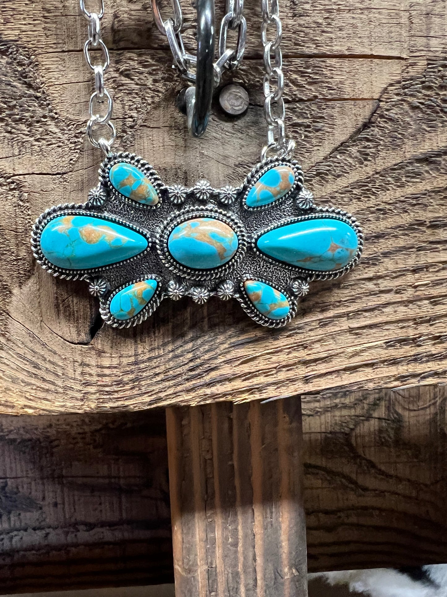 Three Piece Bullseye Turquoise Necklace Set