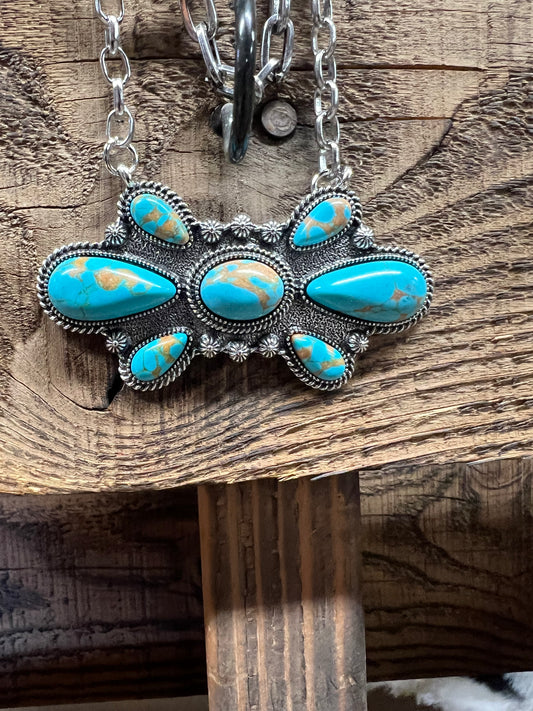 Three Piece Bullseye Turquoise Necklace Set