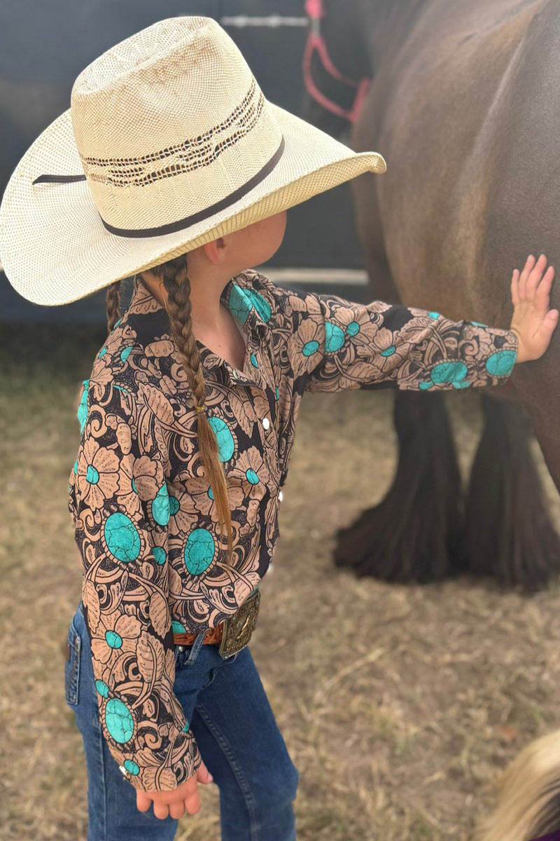Sterling Kreek Kids Tooled Button Up