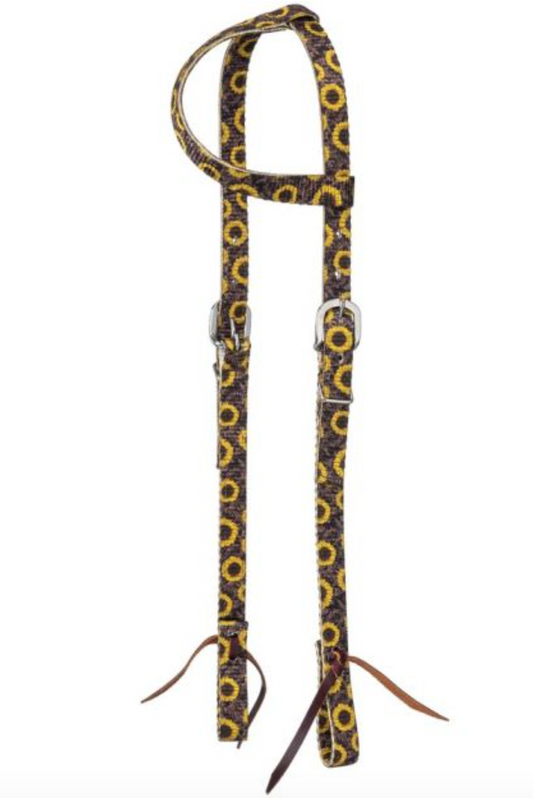 Tough1 Sunflower Nylon One Ear Headstall & Rolled Reins