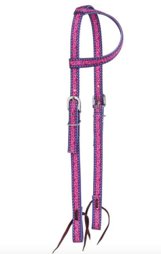 Tough1 Purple Tooled Nylon One Ear Headstall